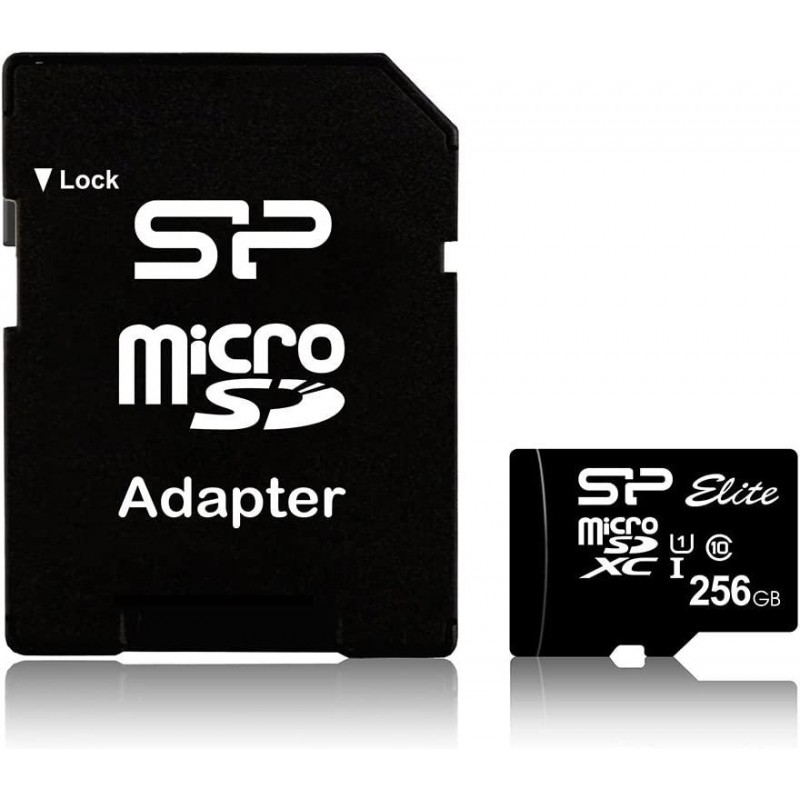 Карта памет Silicon Power Elite, 256GB, Micro SDHC/SDXC, UHS-I, SD Adapter, SLP-SD-STHBU1V10SP-256GB