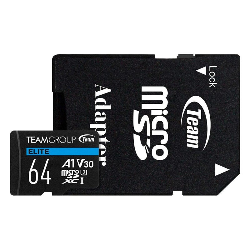 Карта памет Team Group A1 microSDXC 64GB, UHS-I Class 3, V30, SD Адаптер, TEAM-SDMICRO-A1-64GB