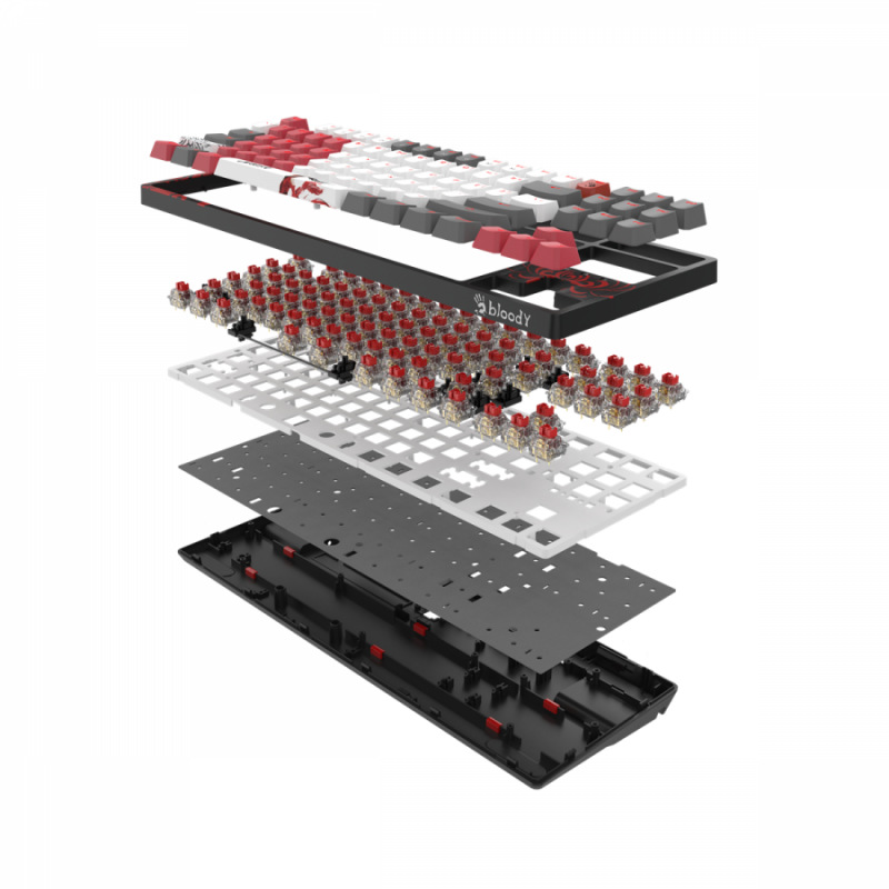 А4tech Геймърска механична  клавиатура Bloody Naraka S87  TKL Backlit red switch , USB, A4-KEY-S87-NARAKA