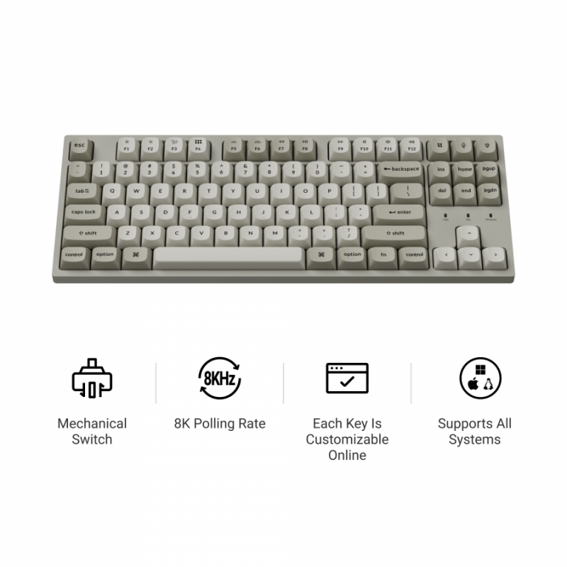 Геймърска Механична клавиатура Keychron C1 Pro 8K QMK - Super Red Switch