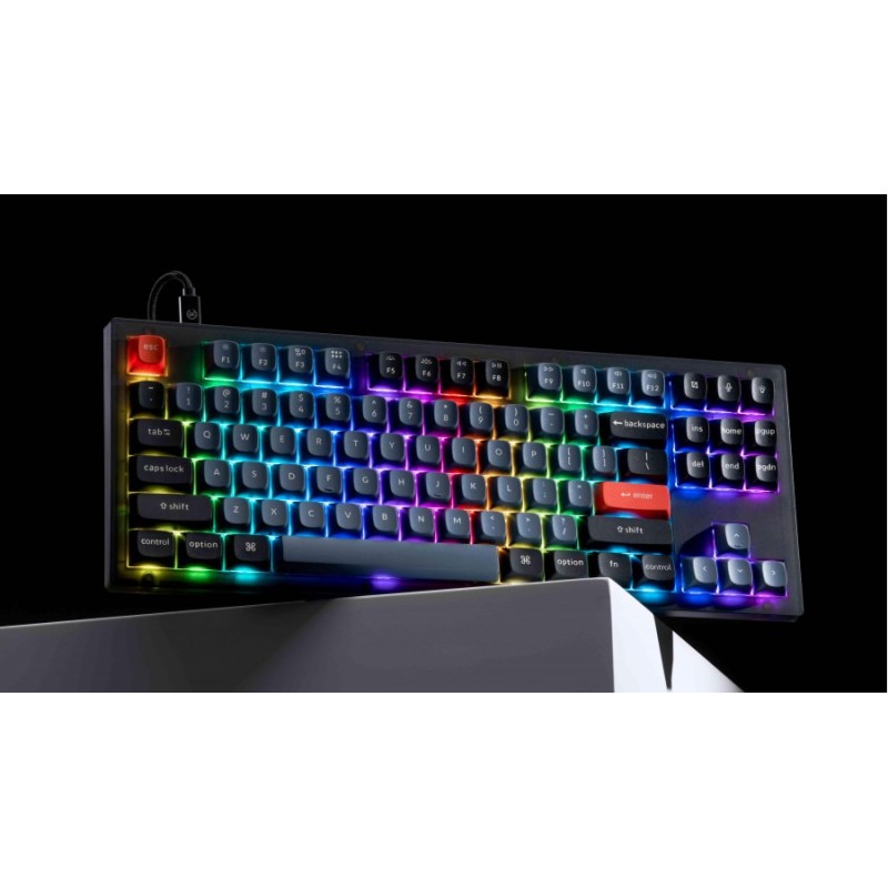 Геймърска Механична клавиатура Keychron V3 TKL Knob QMK Frosted Black Translucent, Keychron K Pro Blue