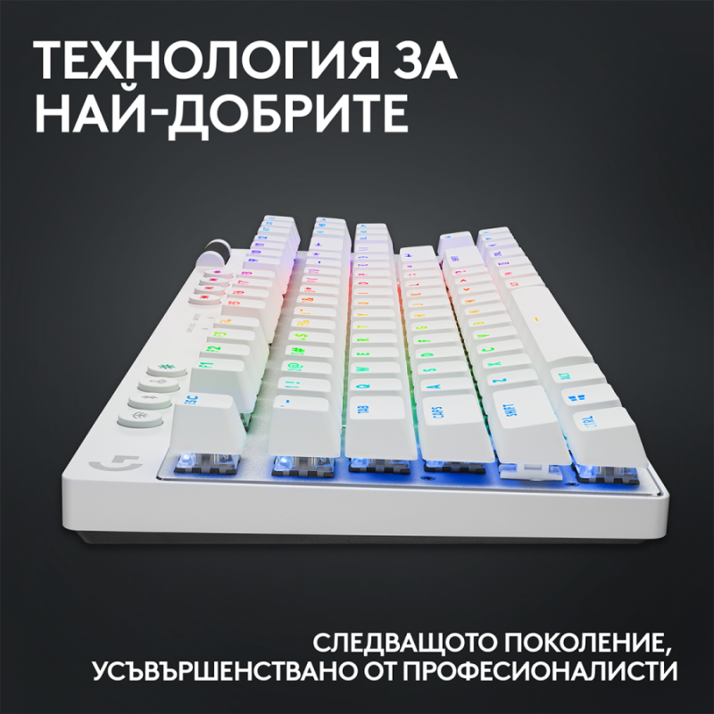 Геймърска механична клавиатура Logitech G Pro X TKL White Lightspeed Tactile Switch, LOGITECH-KEY-GPRO-X-TKL-W