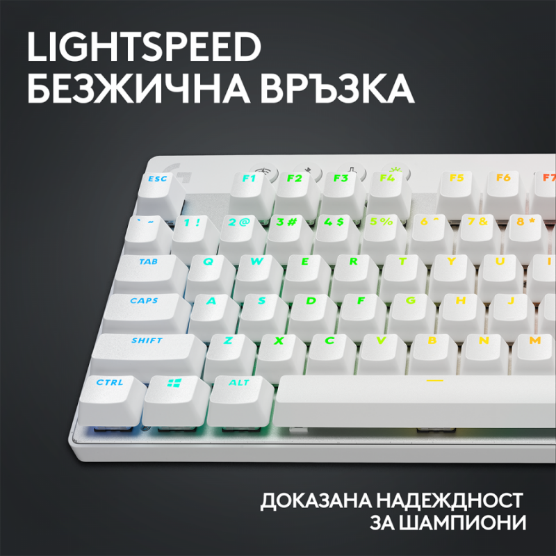 Геймърска механична клавиатура Logitech G Pro X TKL White Lightspeed Tactile Switch, LOGITECH-KEY-GPRO-X-TKL-W
