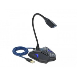 Геймърски микрофон Delock 66330, Omnidirectional, USB, Mute Button Черен