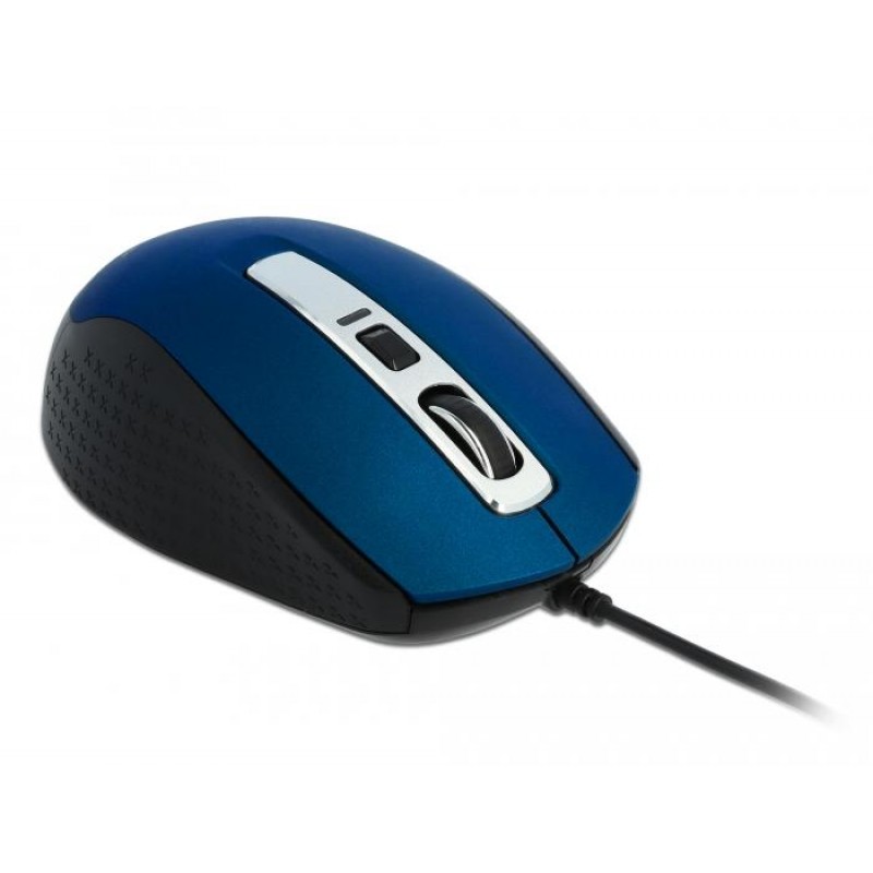Оптична мишка DeLock, USB-A, 5 бутона , Синя, DELOCK-12621P