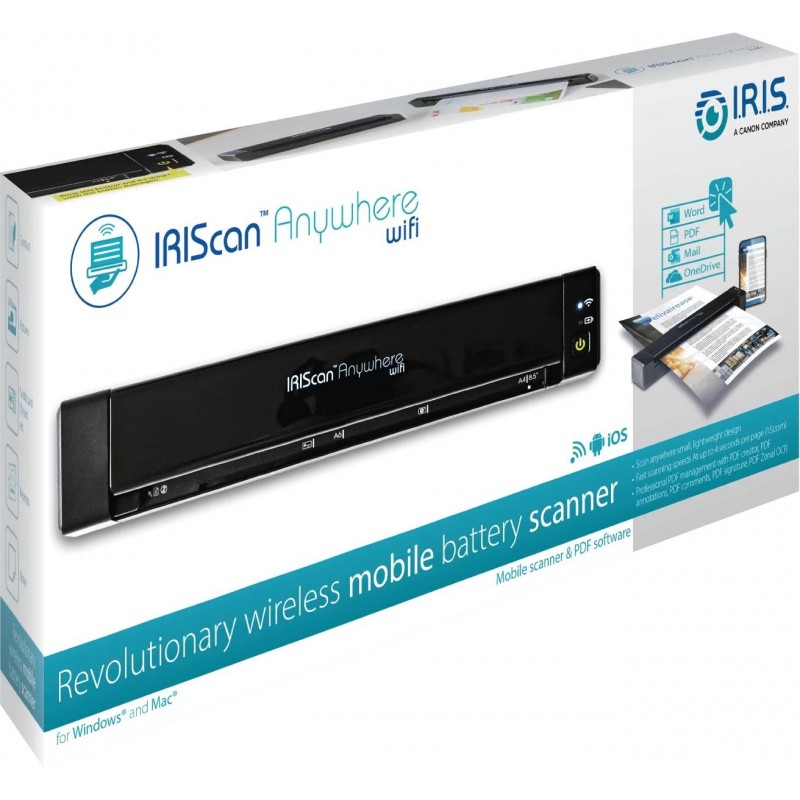 Преносим скенер IRIS IRIScan Anywhere 6 Wifi, A4, USB-C, Черен, IRIS-SCAN-ANYWHERE6WIFI