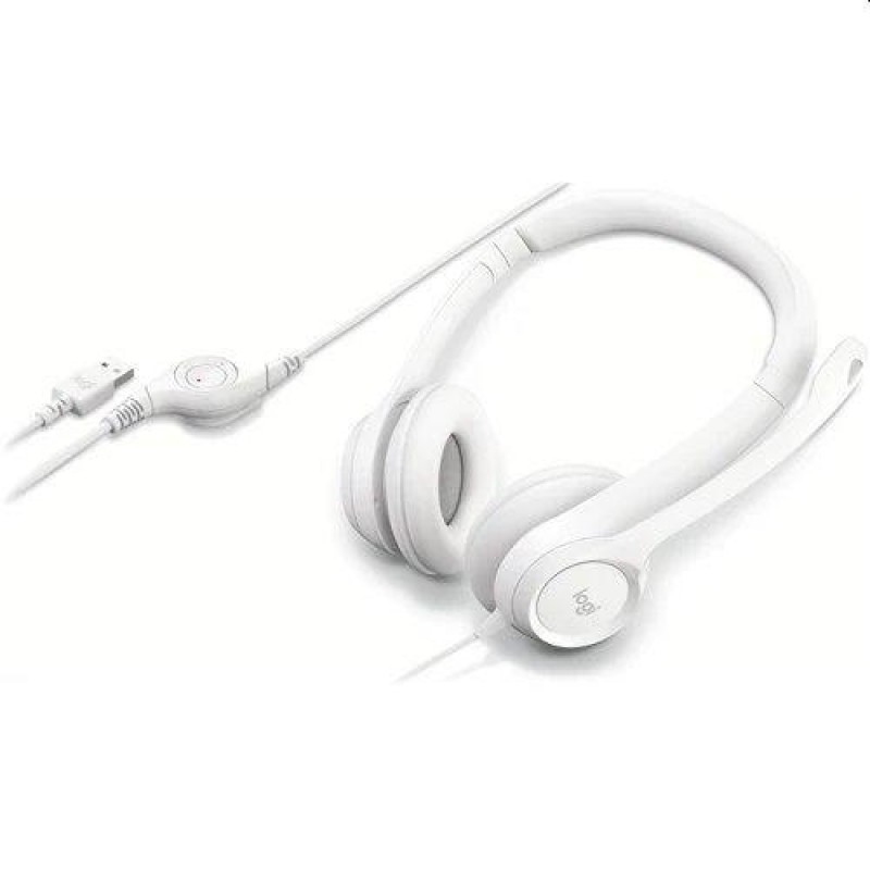 Слушалки с микрофон Logitech H390, USB, Бял, LOGITECH-HEAD-H390-WHITE