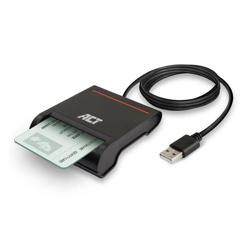 Четец на смарт карти ACT AC6015, USB 2.0, Черен, EWENT-ACT-READER-AC6015