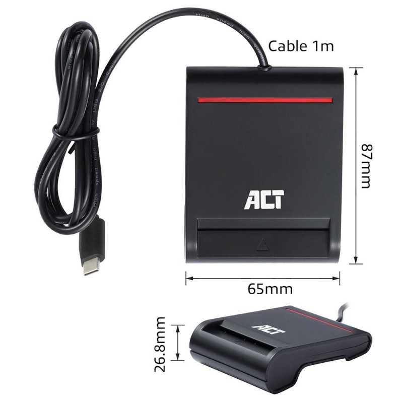 Четец на смарт карти ACT AC6020, USB 3.2 Gen 1, EWENT-ACT-READER-AC6020