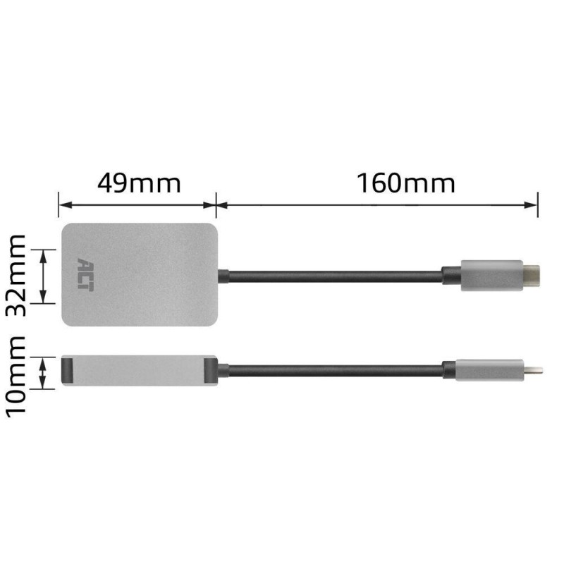 Четец за SD / micro SD карти ACT AC7056, SDXC, USB-C, EWENT-ACT-AC7056