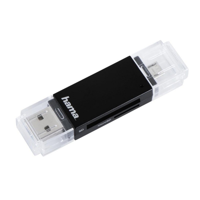 Четец за карти HAMA 181056, USB 2.0, SD/microSD, черен-HAMA-181056
