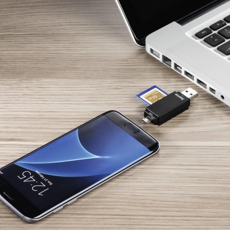 Четец за карти HAMA 181056, USB 2.0, SD/microSD, черен-HAMA-181056