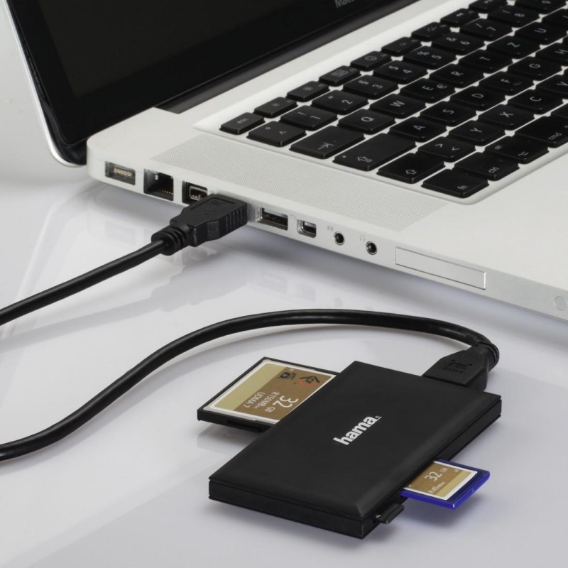 Четец за карти HAMA Multi-Card Reader, USB 3.0, SD/microSD/CF/MS, 5 Gbps, Черен-HAMA-181018
