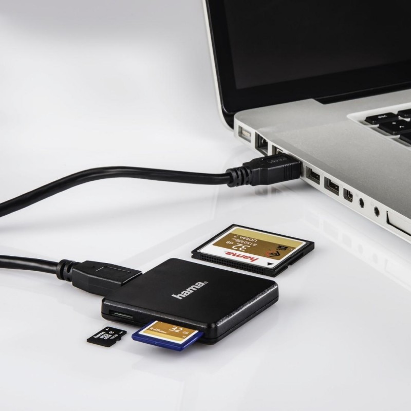 Четец за карти HAMA Multi, USB 3.0, SD/microSD/CF, 5 Gbps, Черен-HAMA-124022