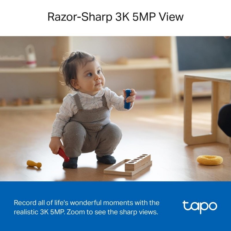 TP LINK Домашна охранителна камера с AI, 3K 5MP (2880×1620 px), H.264, microSD, 2.4 GHz Wi-Fi