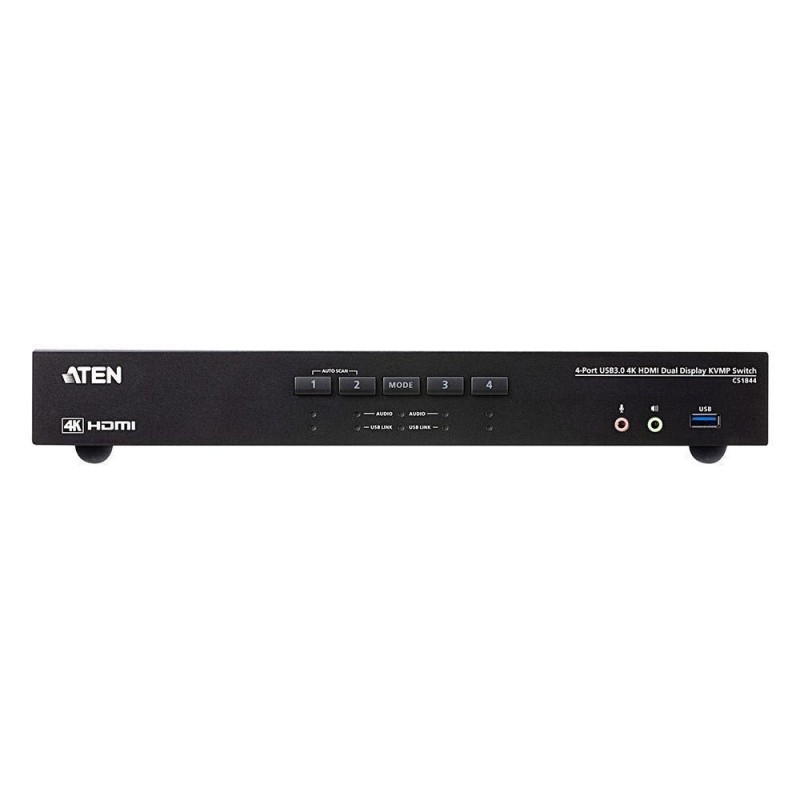 KVM превключвател ATEN CS1844-AT-G, 4 порта USB 3.0, За 2 HDMI монитора, ATEN-CS1844-AT-G