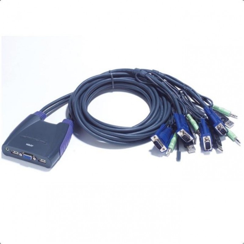 KVM суич ATEN CS64US, от 2x USB A, 1x VGA, 1x 3.5mm jack към 4x USB A, 4x VGA), 4x 3.5mm jack-ATEN-CS64USB