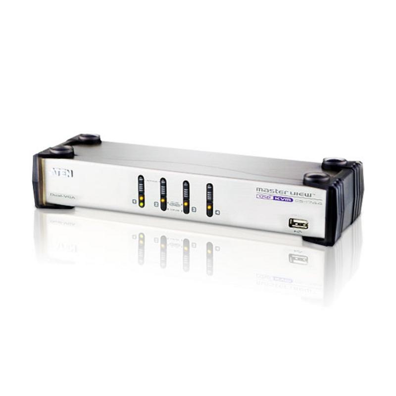 KVMP превключвател, ATEN CS1744C-AT, 4-портов, PS/2-USB, VGA Dual Display, Audio, ATEN-CS1744C-AT