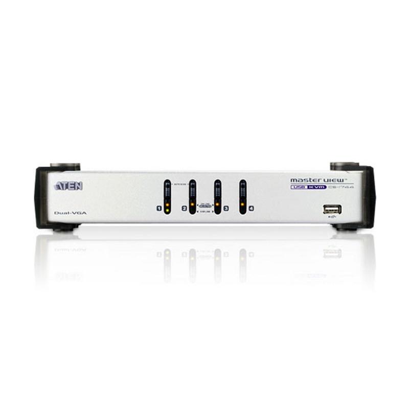KVMP превключвател, ATEN CS1744C-AT, 4-портов, PS/2-USB, VGA Dual Display, Audio, ATEN-CS1744C-AT