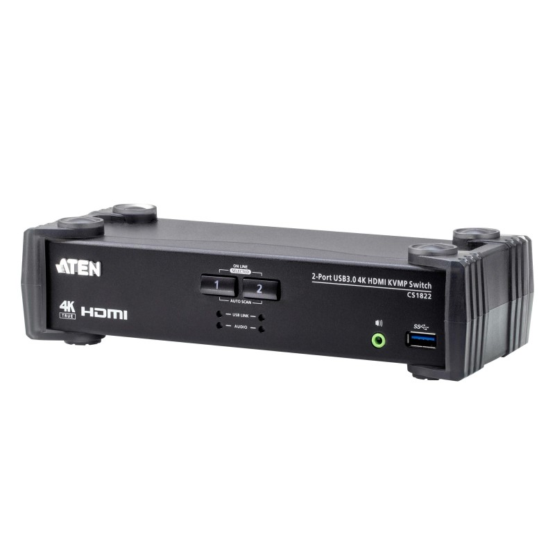 KVMP превключвател ATEN CS1822, 2-портов, 4K, USB 3.0, HDMI Audio, ATEN-CS1822-AT-G
