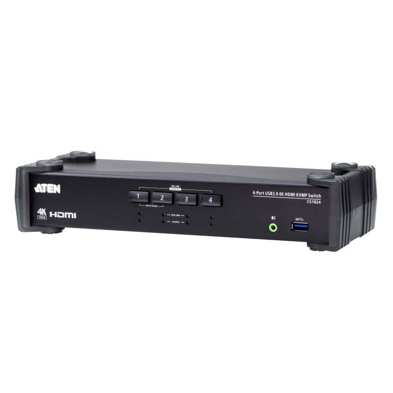 KVMP превключвател ATEN CS1824, 4-портов, 4K, USB 3.0, HDMI Audio, ATEN-CS1824-AT-G
