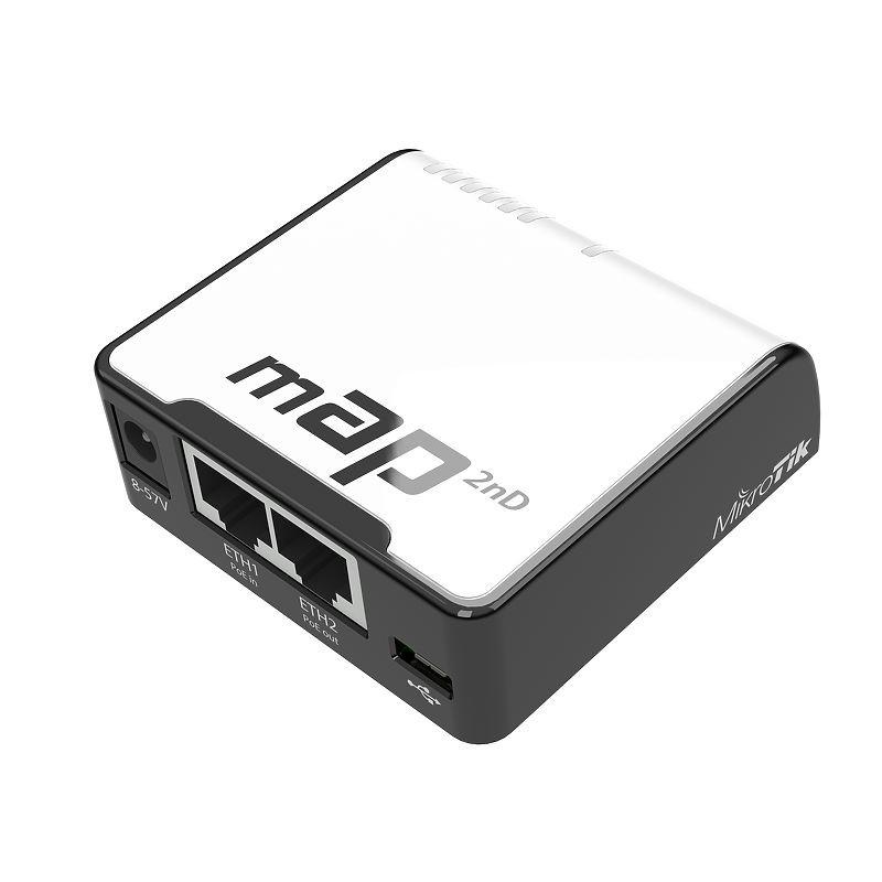 Access Point MikroTik RBmAP2nD, Dual-Chain 2.4GHz micro AP, 650MHz CPU, 64MB RAM, 2xEthernet, PoE out, MIKROTIK-RBmAP2nD