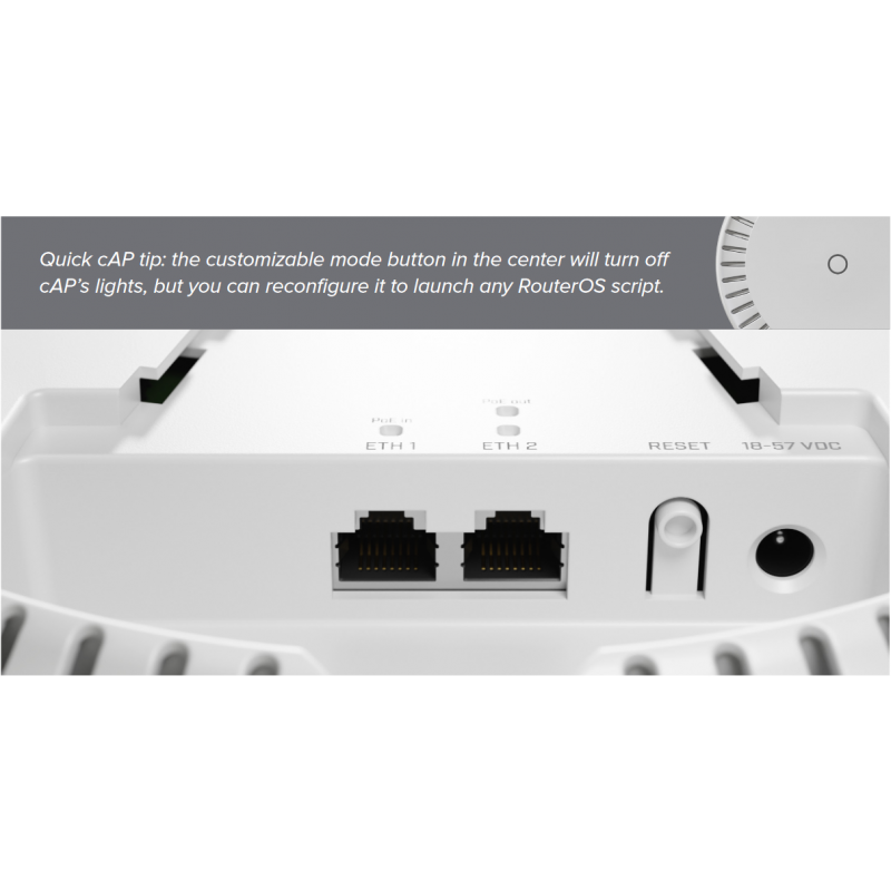 Безжичен Access Point MikroTik cAP AX cAPGi-5HaxD2HaxD, 2.4/5 GHz, PoE in, PoE оut, MIKROT-cAPGi-5HaxD2HaxD
