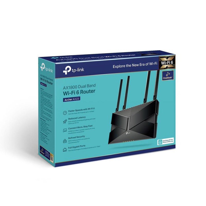 Безжичен рутер TP-Link Archer AX23 AX1800 WiFi6, 2.4/5 GHz, 574 - 1201 Mbps, 10/100/1000, TP-TL-ARCHER-AX23