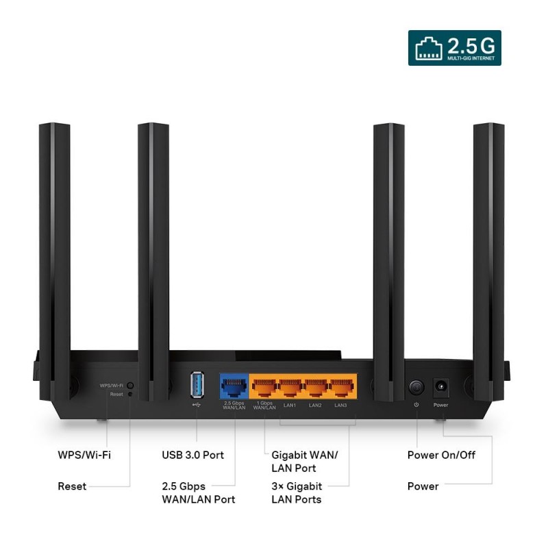 Безжичен рутер TP-Link Archer AX55 Pro, AX3000, Wi-Fi 6, Multi Gigabit, TP-TL-ARCHER-AX55-Pro