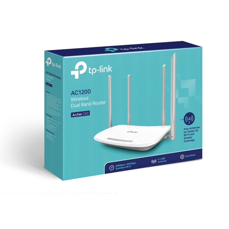 Безжичен рутер TP-Link Archer C50 AC1200, Dual band, 4 антени-TL-ARCHERC50