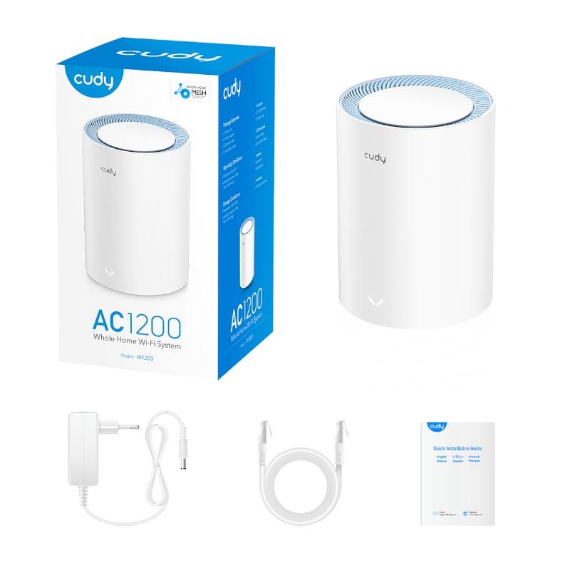 Безжична Mesh система Cudy M1200 2, AC1200 Dual Band, 2.4/5 GHz, 300 -  867 Mbps, 1 брой, CUDY-ROUT-M1200-1