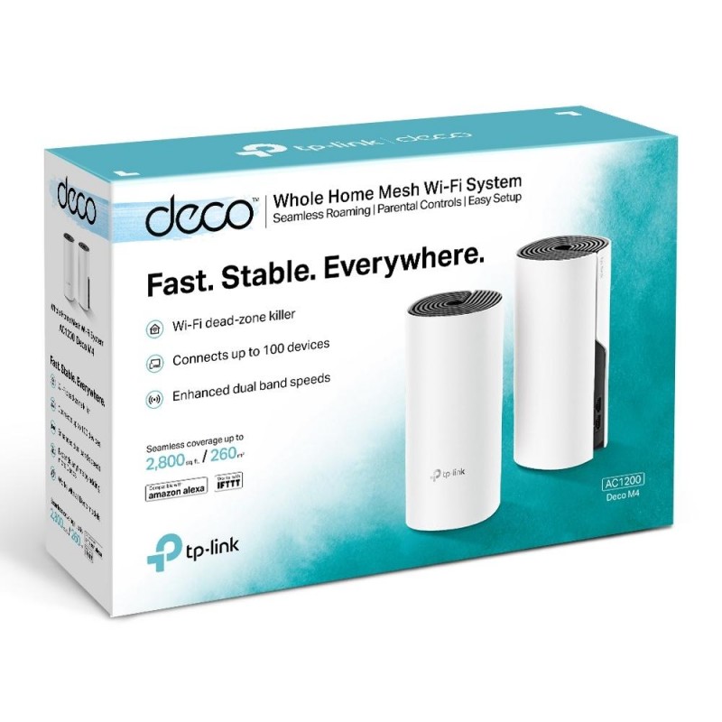 TP-Link Deco M4, AC1200 Gigabit Mesh Wi-Fi система за целия дом, TP-TL-DECO-M4-2PACK