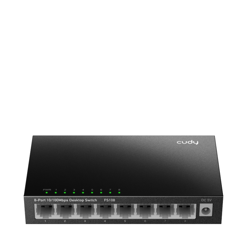 Суич Cudy FS108, 8-портов 10/100 Mbps RJ 45, Метален корпус, Черен, CUDY-SWITCH-FS108