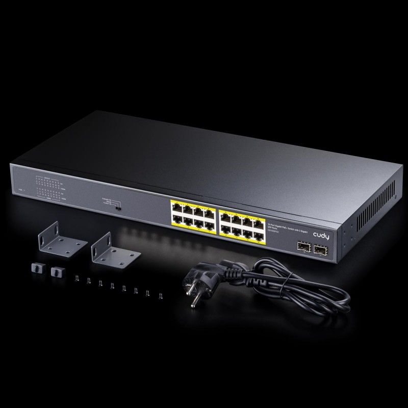 Суич Cudy GS1020PS2, 16 x Gigabit PoE, 2 x Gigabit SFP, CUDY-SWITCH-GS1020PS2