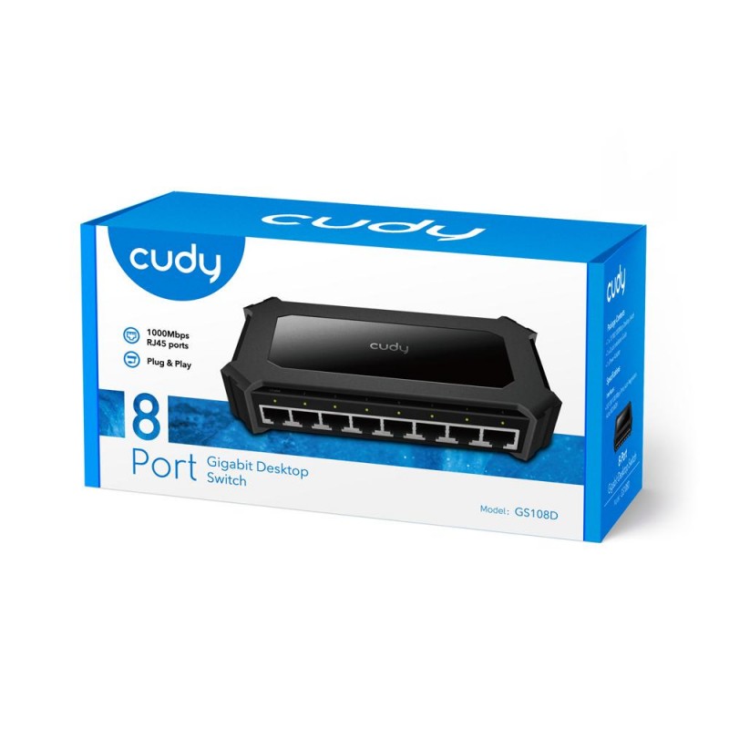 Суич Cudy GS108D, 5 портов, 10/100/1000, Auto-MDI/MDIX, CUDY-SWITCH-GS108D
