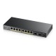 Суич ZYXEL GS1100-10HP, 8-портов, Gigabit, PoE, 2xSFP, за монтиране в шкаф, ZYXEL-GS1100-10HP