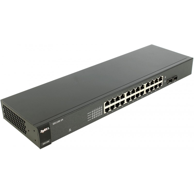 Суич ZYXEL GS1100-24E, 24 портов, Gigabit, за монтаж в шкаф-GS1100-24E