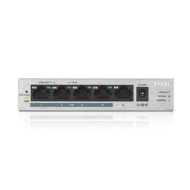 Суич ZyXEL GS1005-HP, 5-портов гигабитов неуправляем PoE+, 60W-ZYXEL-GS1005-HP