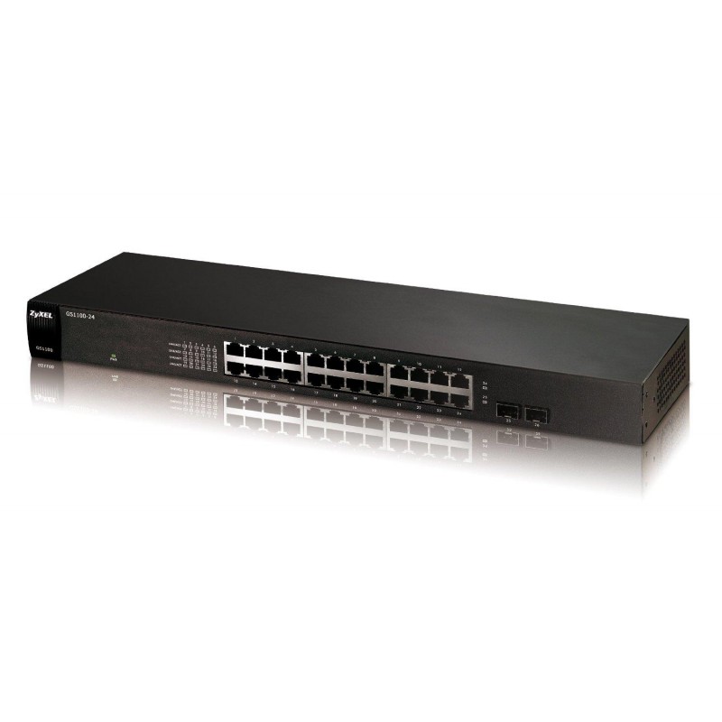 Суич ZYXEL GS1100-24E, 24 портов, Gigabit, за монтаж в шкаф-GS1100-24E