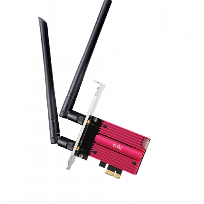 Мрежова карта Cudy WE9300, PCIe, 3-бандов, 5.7 Gbps, 2.8 Gbps, 688 Mbps, WiFi, Bluetooth 5.4, CUDY-PCI-WE9300