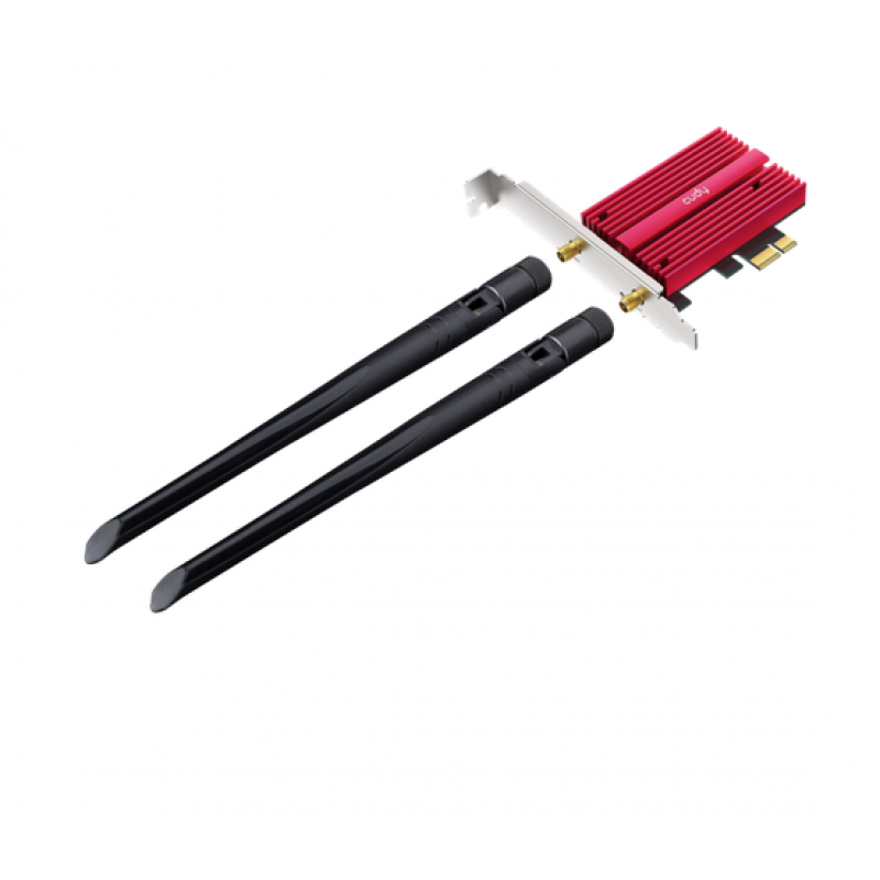 Мрежова карта Cudy WE9300, PCIe, 3-бандов, 5.7 Gbps, 2.8 Gbps, 688 Mbps, WiFi, Bluetooth 5.4, CUDY-PCI-WE9300