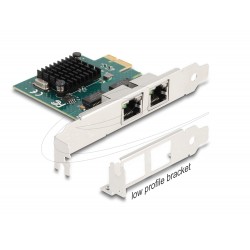 Мрежова карта Delock 2x Gigabit LAN RJ45 jack, PCI Express x1 V2.0