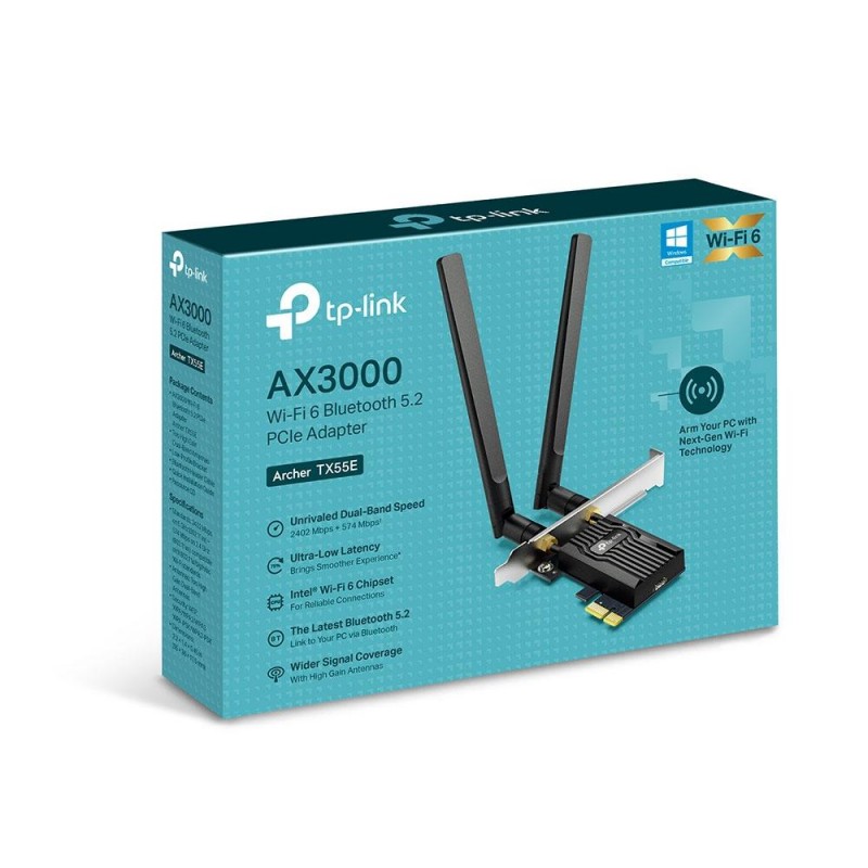 Мрежова карта TP-LINK Archer TX55E, AX3000, PCIe, Wireless AX, 2.4GHz /5GHz, BT 5.2