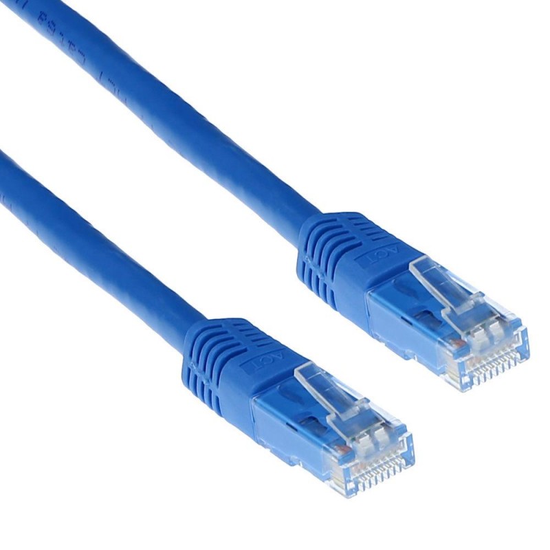Мрежов пач кабел ACT U/UTP, CAT 6, RJ-45 - RJ-45, 1.0 m, Медни проводници, Син, Булк