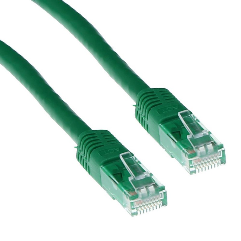 Мрежов пач кабел ACT U/UTP, CAT 6, RJ-45 - RJ-45, 0.5 m, Медни проводници, Зелен, Булк
