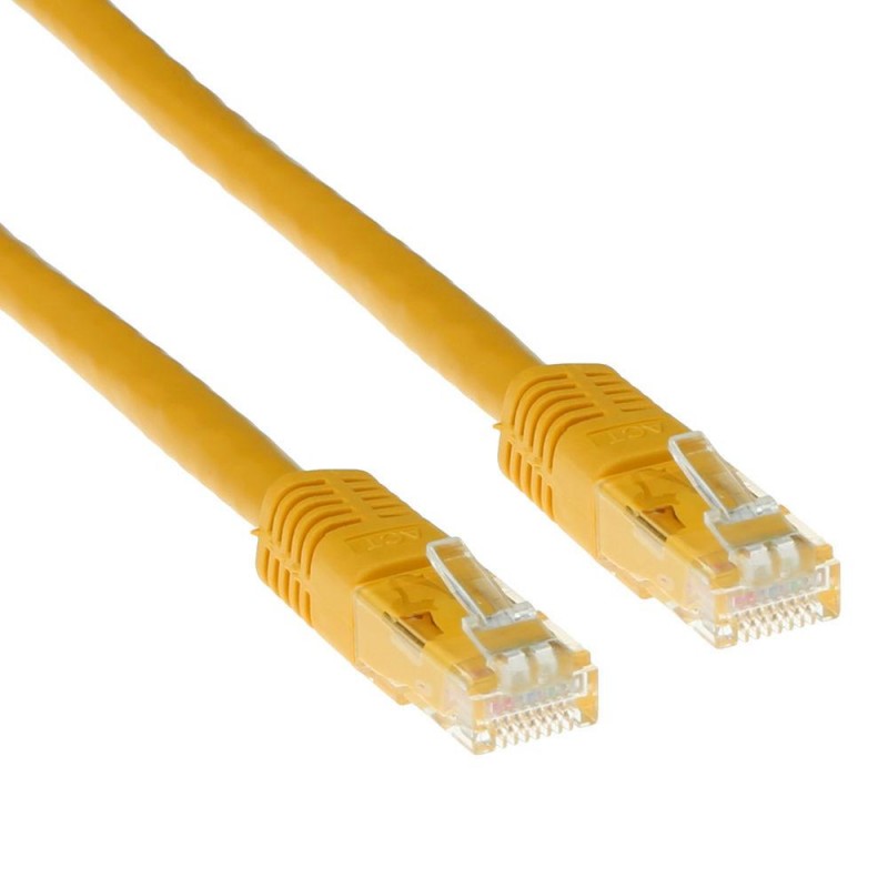 Мрежов пач кабел ACT U/UTP, CAT 6, RJ-45 - RJ-45, 1 m, Медни проводници, Жълт, Булк