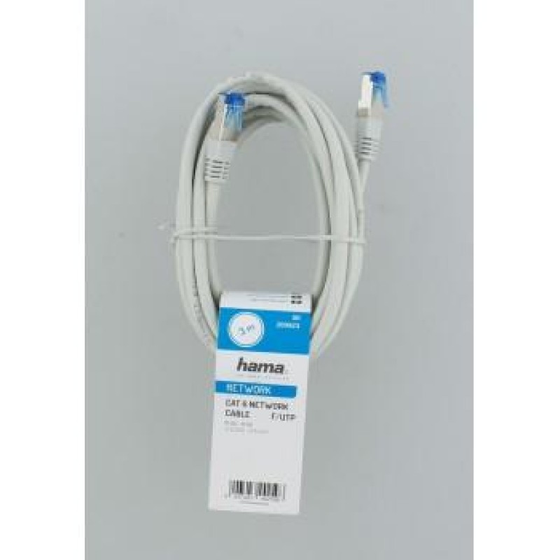 Мрежов пач кабел HAMA F/UTP, CAT 6, RJ-45 - RJ-45, 1Gbit/s, 3.0 m, Сив, Булк-HAMA-200923