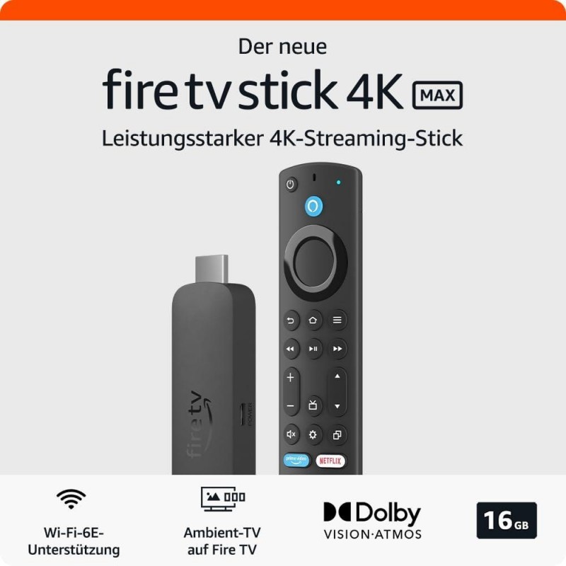 Мултимедиен плеър AMAZON Fire TV Stick Max Gen2, Wi-Fi 6, Alexa, Черен, AMAZON-TV-STICK-FIR-G2-23