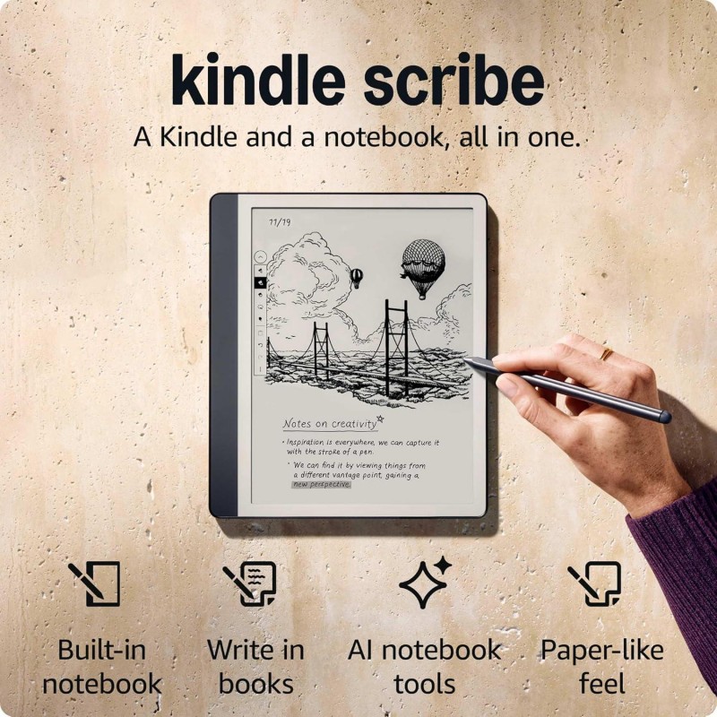 Amazon Kindle Scribe (2024) четец 32GB - 10.2" - с Premium Pen, тъмно сив, KINDLE-EBOOK-SCRIBE32PRT