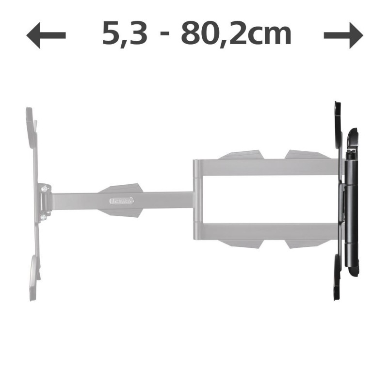 Стенна стойка за TV HAMA, Fullmotion, 2 рамена,черна, 65",400х400, до 25кг, HAMA-220841